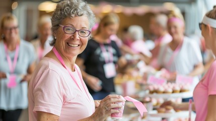 Empowering Unity: Community Fundraiser for Breast Cancer Research with Pink Ribbons and T-Shirts