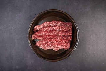 raw meat with plated bones