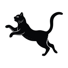 A jumping Cat silhouette vector art illusreation
