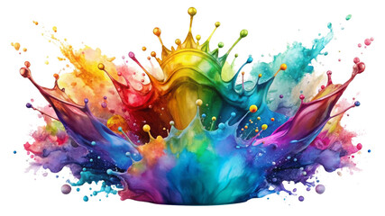 Hand Painted Watercolor Splash on Transparent Background