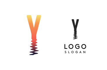 Letter Y logo template, sunset reflection on water or sunset path logotype design for creative agencies, environment groups, design studios, tech companies, startups. Vector illustration