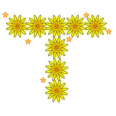 t flower lettering in yellow sunflower
