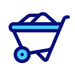Wheelbarrow Mixed Icon. Single icon, line and colored vector icon