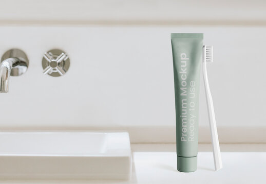 Product Packaging Toothpaste Tube Mockup With Generative AI