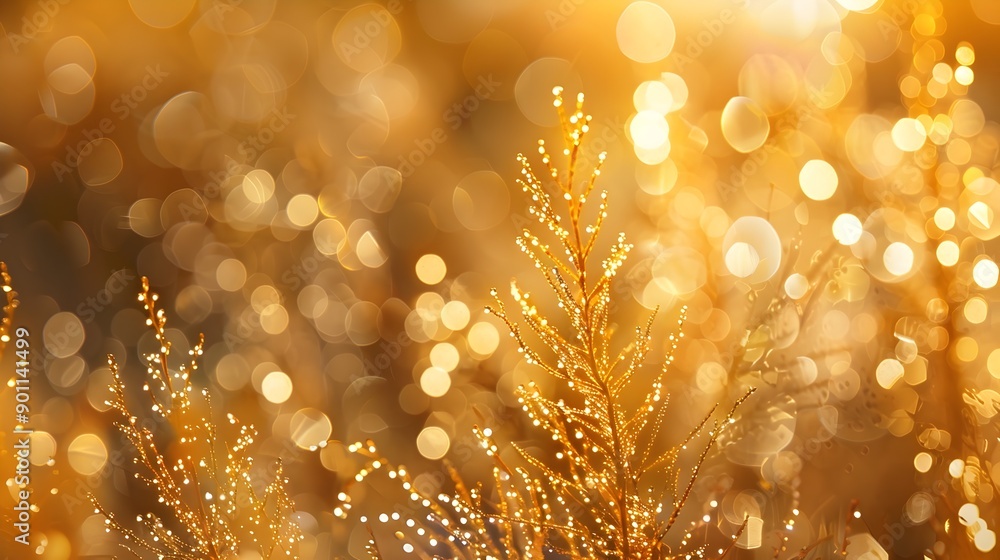 Aufkleber dreamy golden hued bokeh patterns of organic abstract shapes in a luxurious and ethereal backdrop