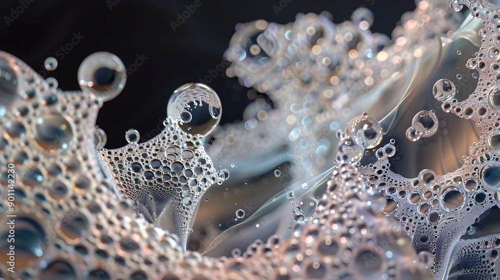 Poster merging bubbles forming intricate organic patterns of captivating
