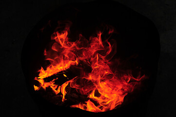 burning fire in the dark