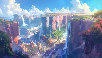 Fototapeta premium beautiful landscape waterfall