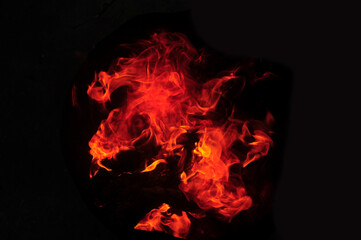 burning fire in the dark