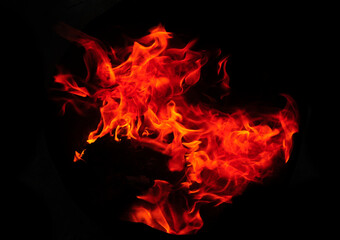 burning fire in the dark