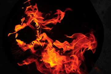 burning fire in the dark