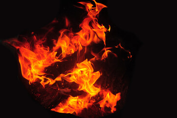 burning fire in the dark