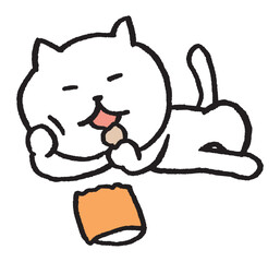 目が細いかわいい白猫のキャラの日常