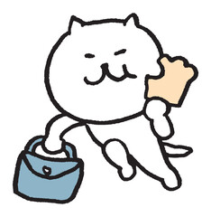 目が細いかわいい白猫のキャラの日常