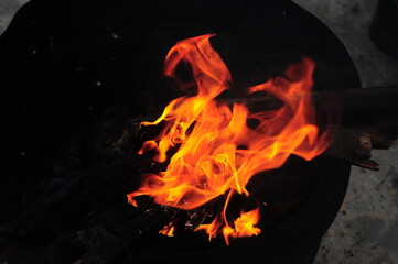 burning fire in the dark