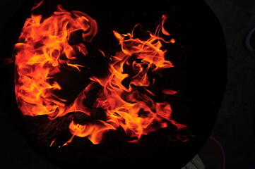 burning fire in the dark