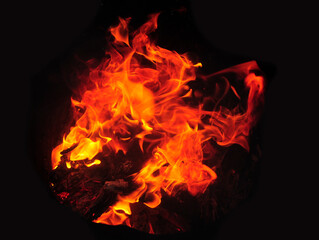burning fire in the dark