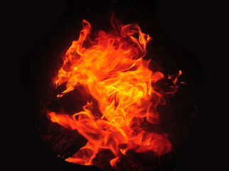 burning fire in the dark