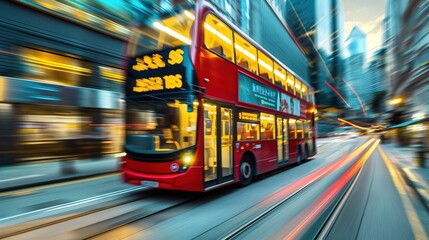 Double-decker bus navigating city streets, symbolizing the iconic and efficient public transport options in urban areas