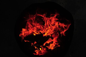 burning fire in the dark