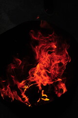 burning fire in the dark