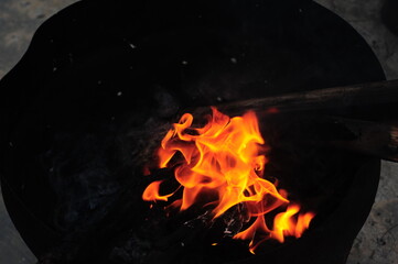 burning fire in the dark