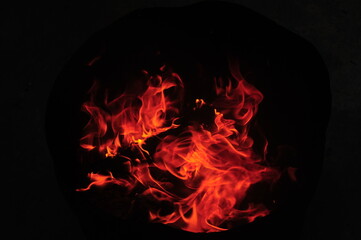 burning fire in the dark