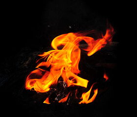 burning fire in the dark