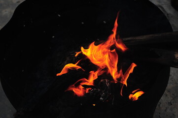 burning fire in the dark