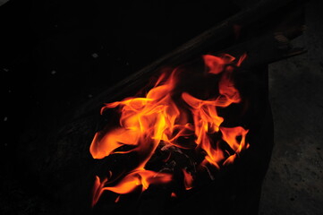 burning fire in the dark