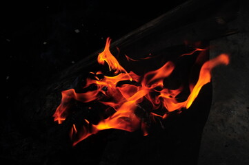 burning fire in the dark
