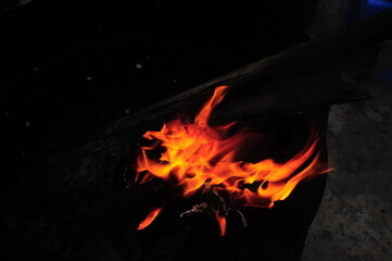 burning fire in the dark