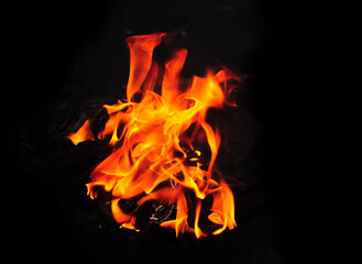burning fire in the dark