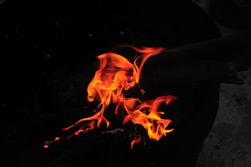 burning fire in the dark