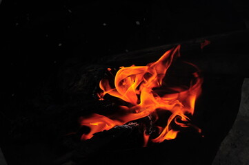 burning fire in the dark