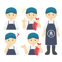 魚屋さんのイラスト