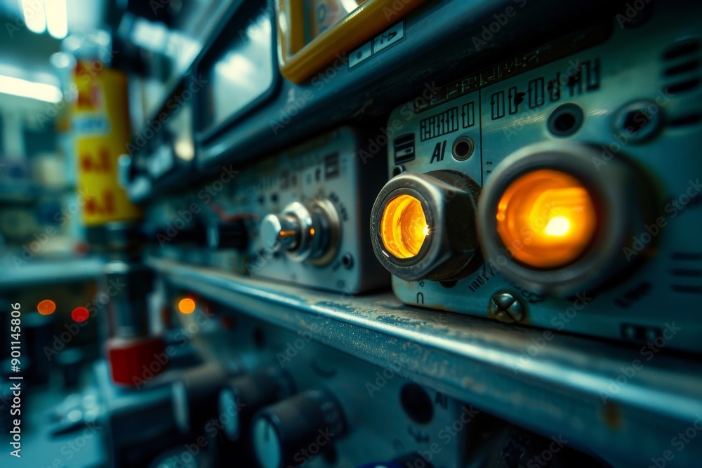 Poster close up of glowing circuit components representing modern electronics
