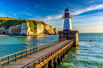 Lighthouse in Foz of Douro, old lighthouse ner Porto, Portugal.