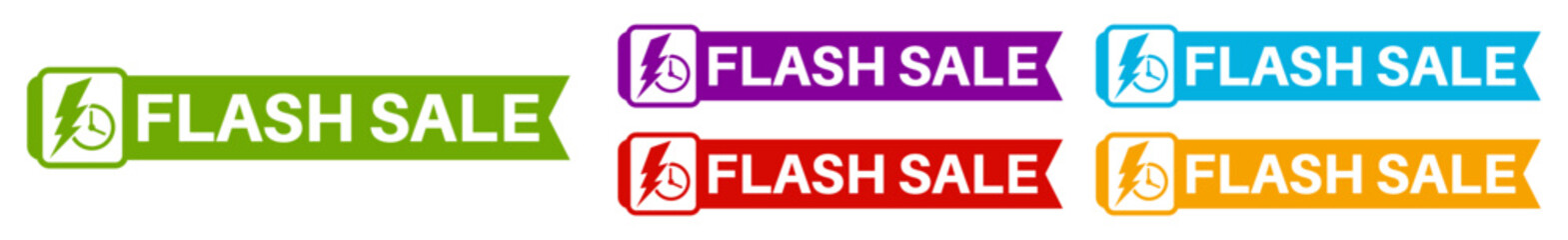 set flash sale icon labels sign template sticker design vector illustration