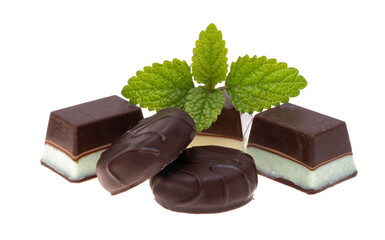 Chocolate candies with mint