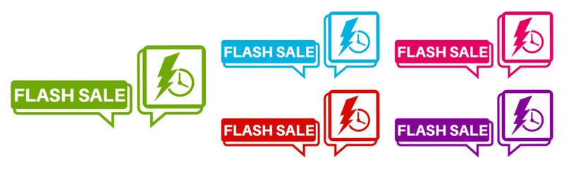 set vector sign flash sale icon stickers. Discount offer promo template label design illustration