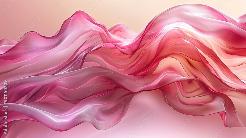 Poster pink background with an abstract shape, fluid lines, and a simple design