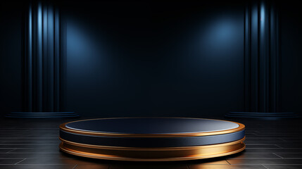 Luxury Product Showcase with Dark Blue and Golden Color.