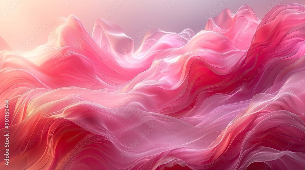 Poster pink background with an abstract shape, fluid lines, and a simple design