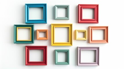 Colorful picture frame design on light background