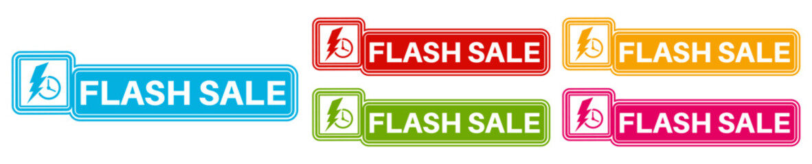 set trendy colorful flash sale labels icon. promotional fast sale sign labels template design vector illustration