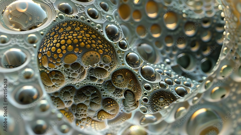 Poster ethereal bubbles merging into intricate organic patterns