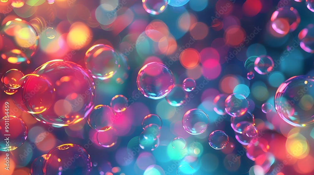 Poster mesmerizing neon bubble pattern in dynamic organic shapes