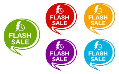 set trendy colorful flash sale labels icon. promotional fast sale sign labels template design vector illustration