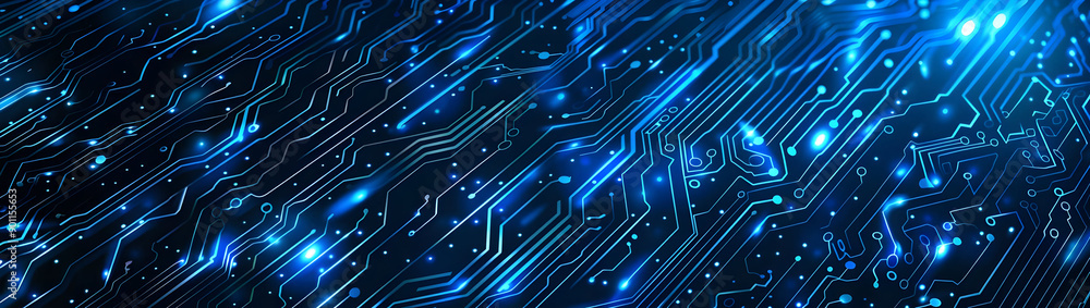 Poster abstract blue digital circuit board background representing technology, innovation, and futuristic t